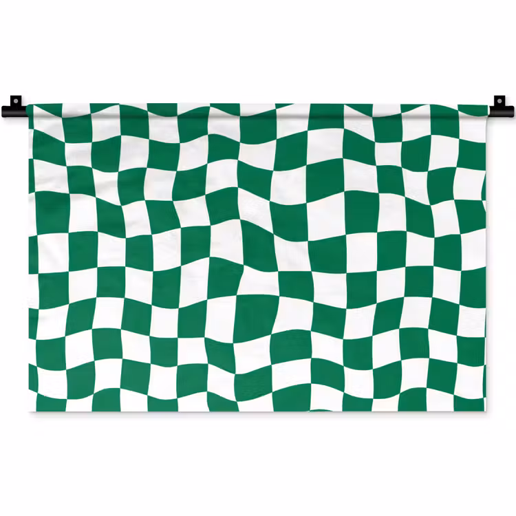 Wandkleed - Schaakbord - Golvend - Groen — 1