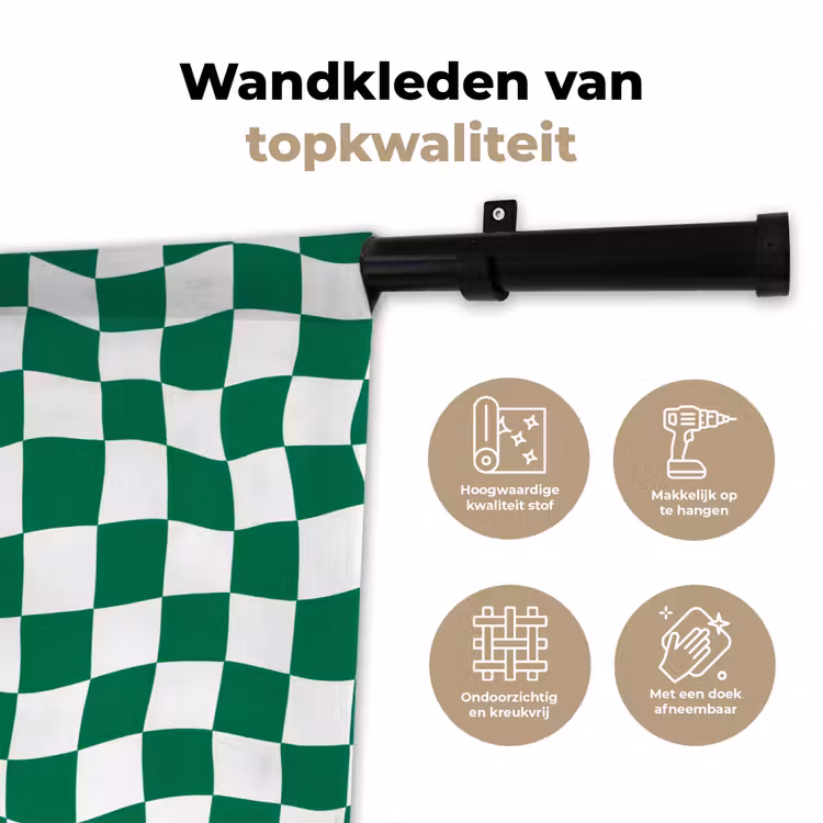 Wandkleed - Schaakbord - Golvend - Groen — 3