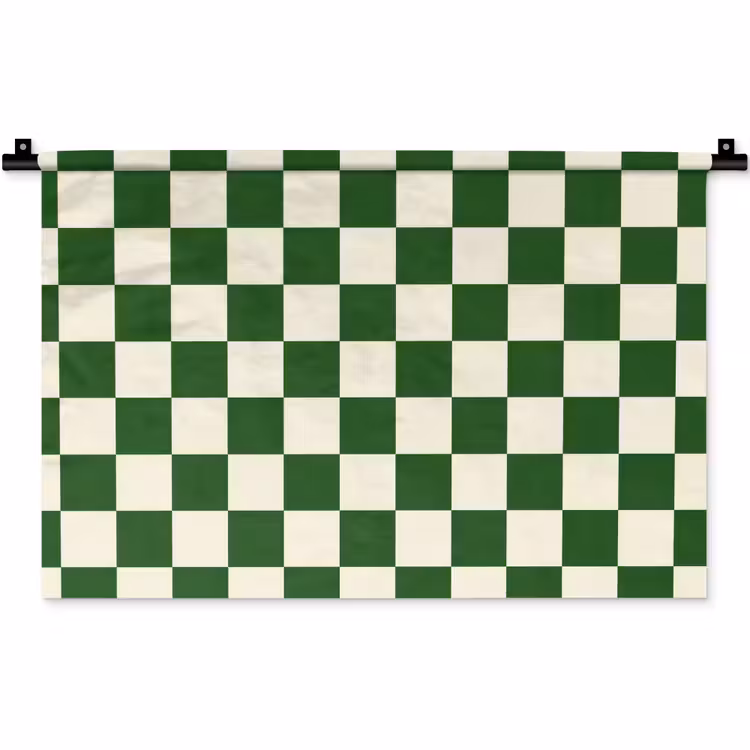 Wandkleed - Schaakbord - Patroon - Groen — 1