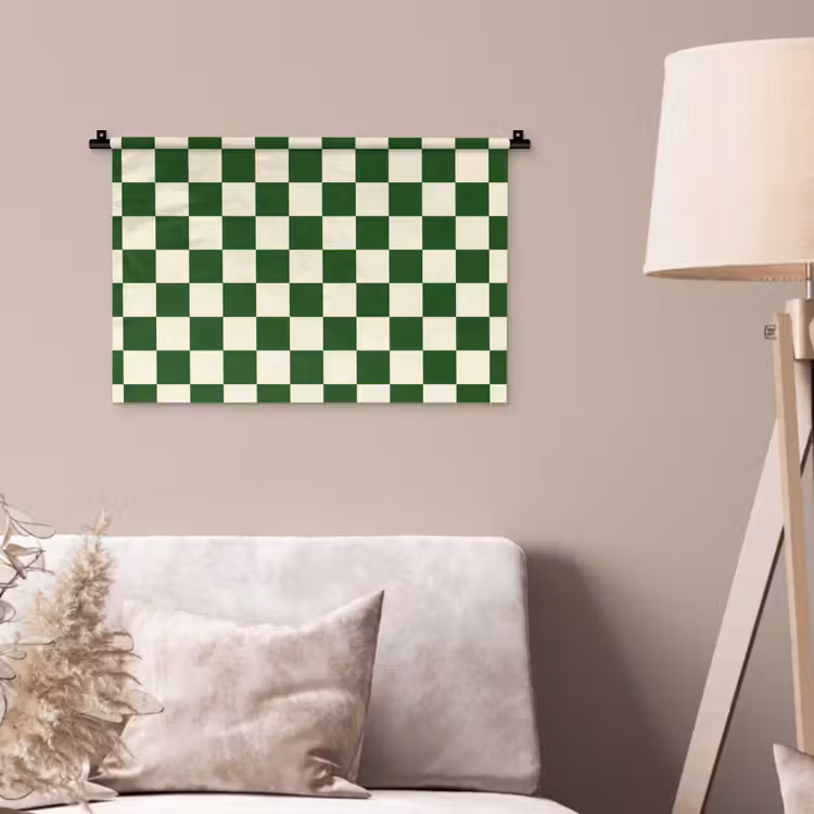 Wandkleed - Schaakbord - Patroon - Groen — 2