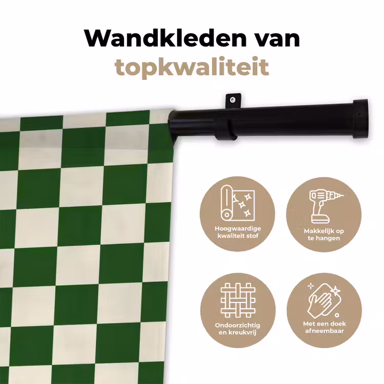 Wandkleed - Schaakbord - Patroon - Groen — 3