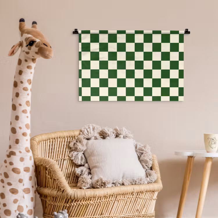 Wandkleed - Schaakbord - Patroon - Groen — 5