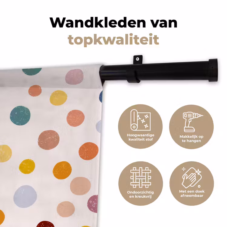 Wandkleed - Stippen - Subtiel - Kleurrijk — 3
