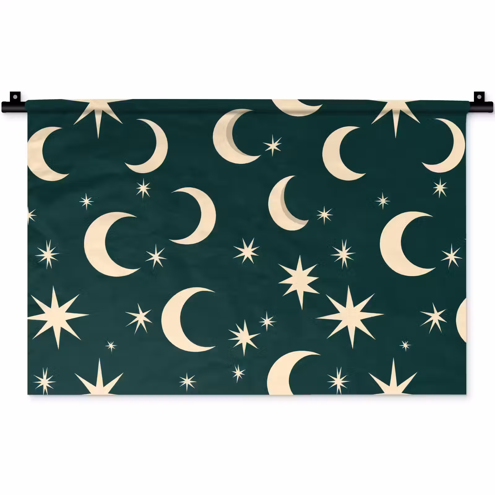 Wandkleed - Manen - Sterren - Groen — 1