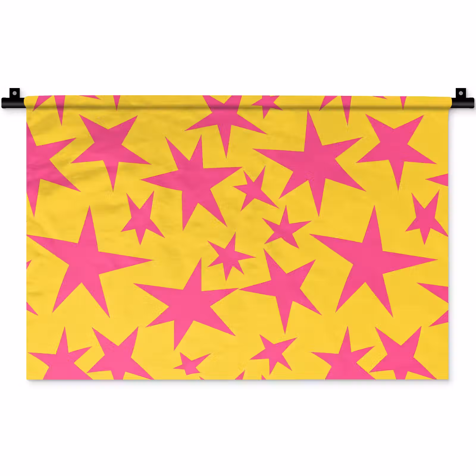 Wandkleed - Sterren - Patroon - Roze - Geel — 1