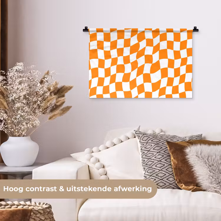 Wandkleed - Golvend - Patroon - Oranje — 4