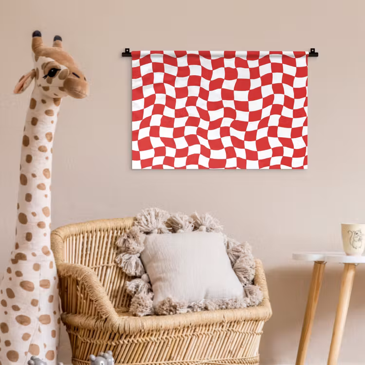 Wandkleed - Golvend - Patroon - Rood — 5