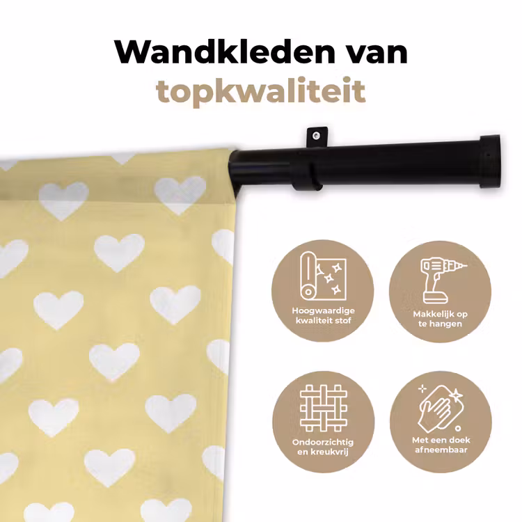Wandkleed - Hartjes - Patroon - Geel — 3
