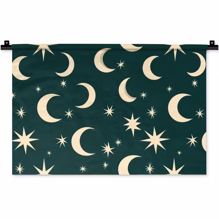 Wandkleed - Manen - Sterren - Groen — 1