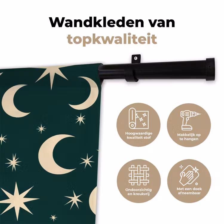 Wandkleed - Manen - Sterren - Groen — 3
