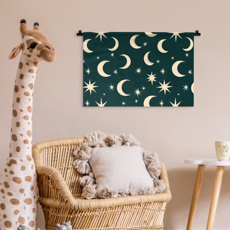 Wandkleed - Manen - Sterren - Groen — 5