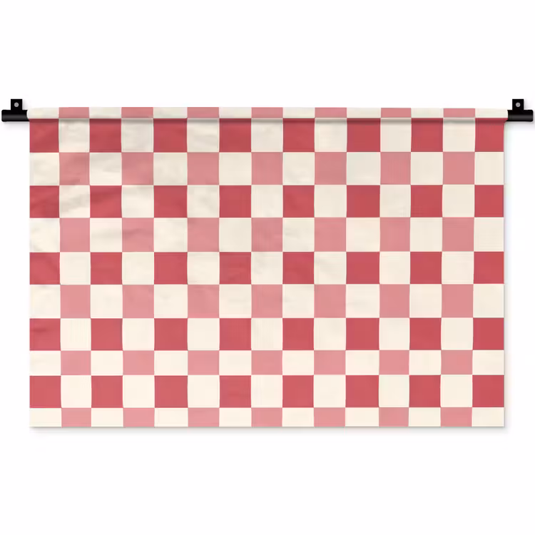 Wandkleed - Patroon - Schaak - Roze — 1