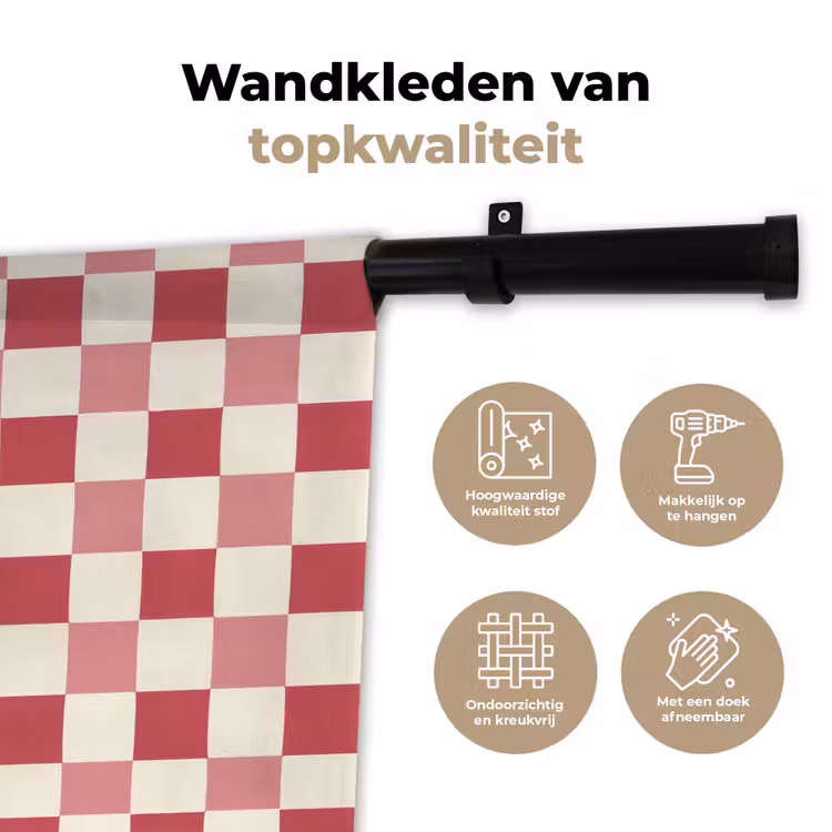 Wandkleed - Patroon - Schaak - Roze — 3