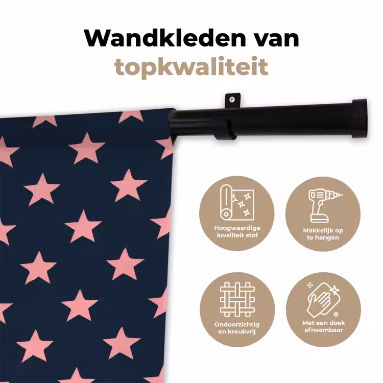 Wandkleed - Patroon - Sterren - Roze — 3
