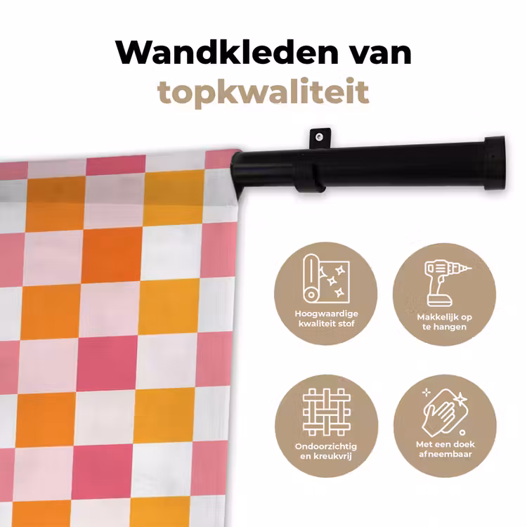 Wandkleed - Patroon - Vierkant - Roze — 3