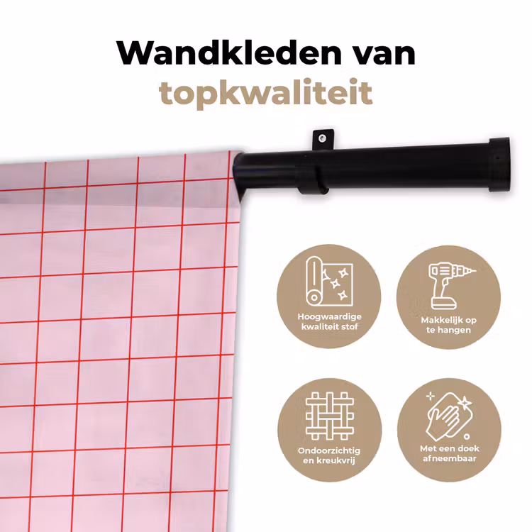 Wandkleed - Raster - Patroon - Roze — 3