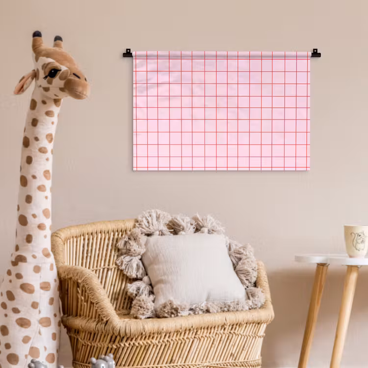 Wandkleed - Raster - Patroon - Roze — 5