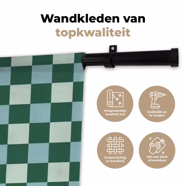 Wandkleed - Schaakbord - Klassiek - Groen — 3