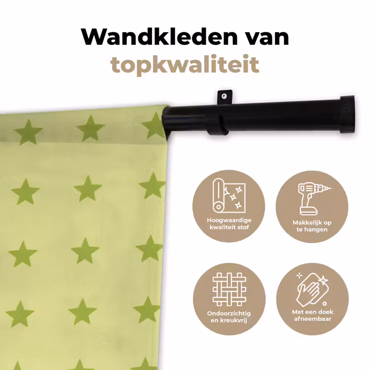 Wandkleed - Sterren - Patroon - Groen — 3