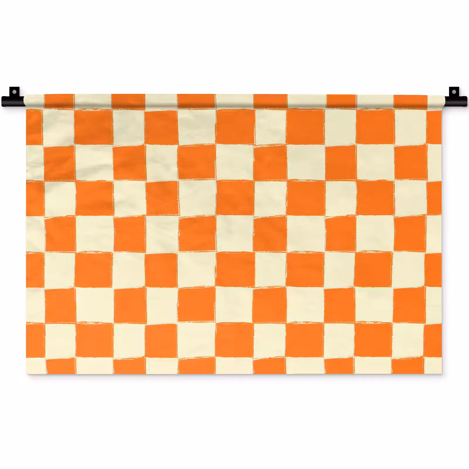 Wandkleed - Schaak - Patroon - Oranje — 1