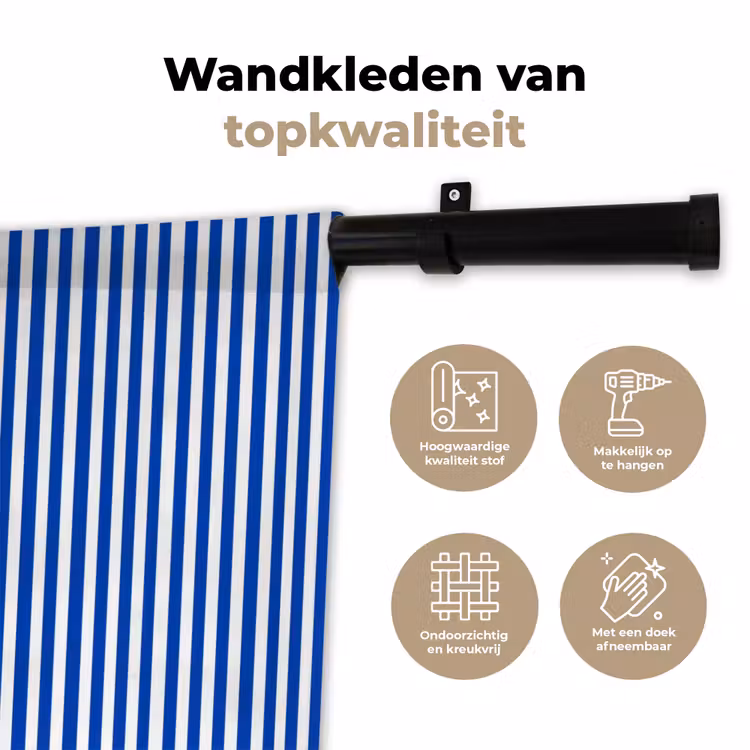 Wandkleed - Klassiek - Strepen - Blauw — 3