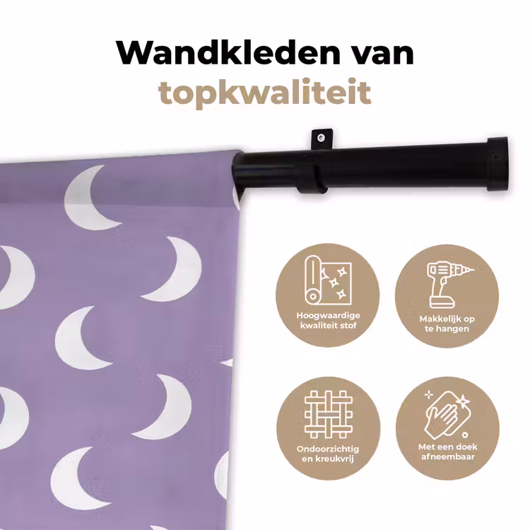 Wandkleed - Manen - Patroon - Paars — 3