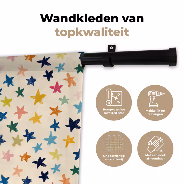 Wandkleed - Patroon - Sterren - Kleurrijk — 3