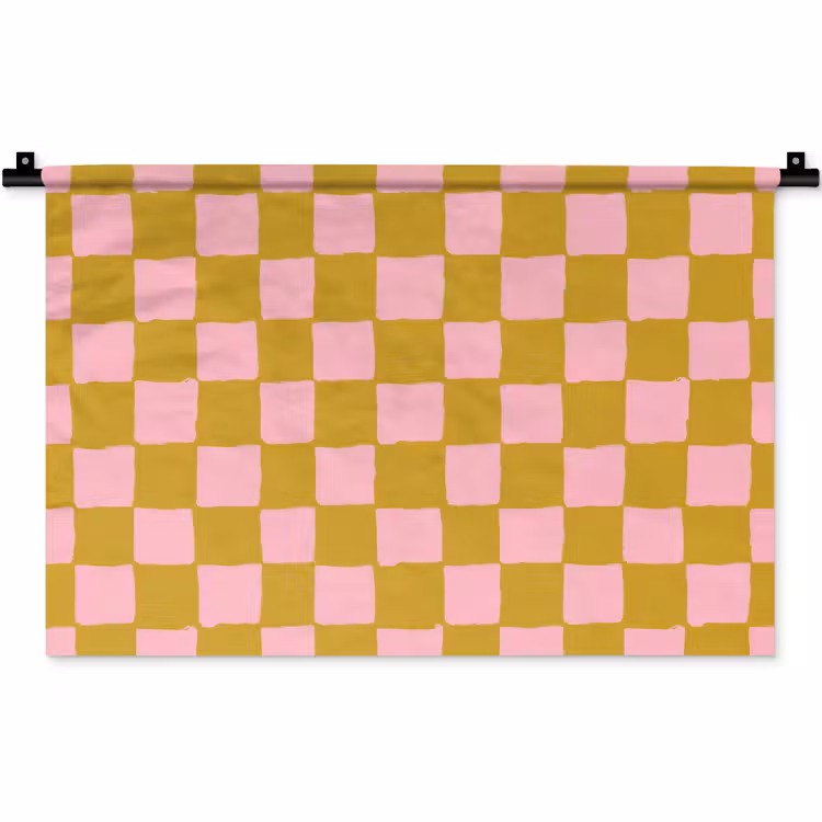 Wandkleed - Patroon - Vierkant - Roze — 1
