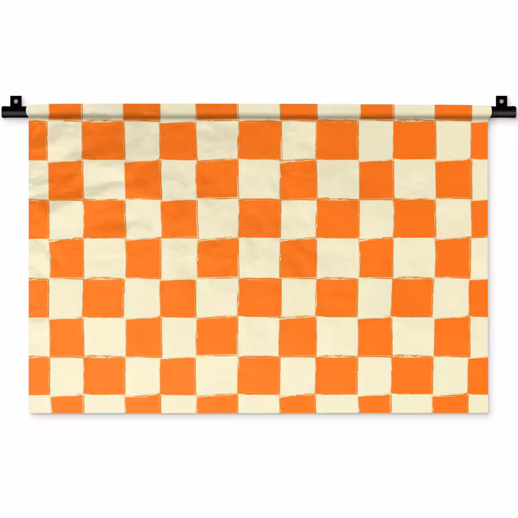 Wandkleed - Schaak - Patroon - Oranje — 1
