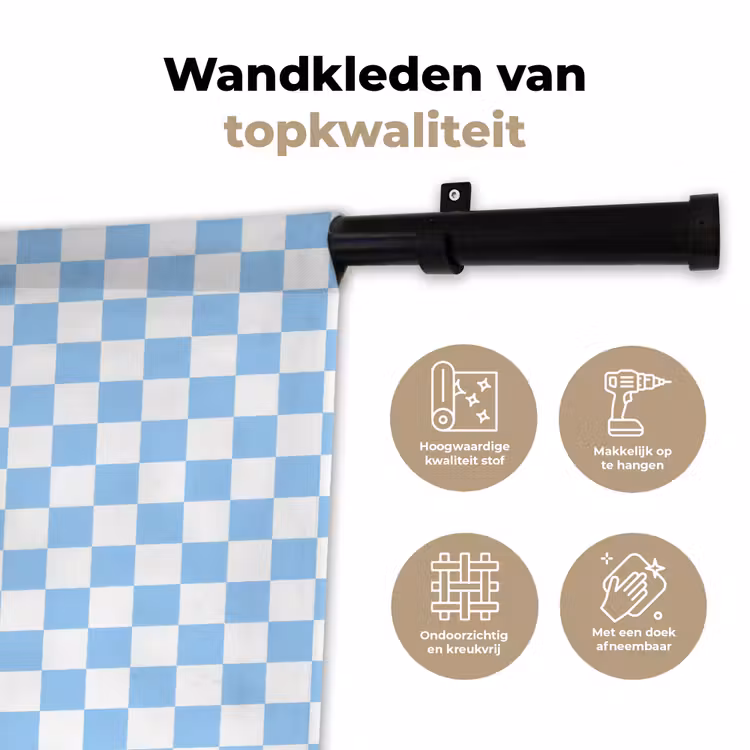 Wandkleed - Schaakbord - Klassiek - Blauw — 3