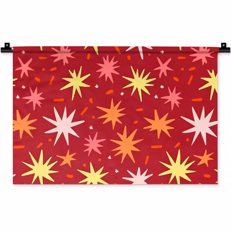 Wandkleed - Sterren - Speels - Rood — 1