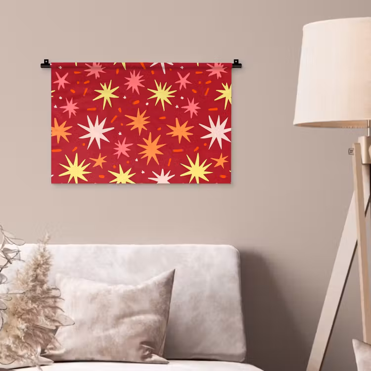Wandkleed - Sterren - Speels - Rood — 2