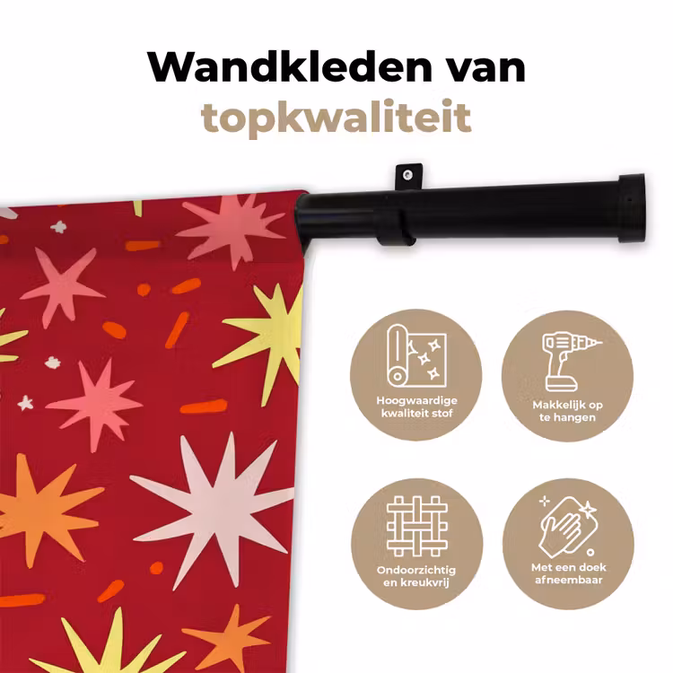 Wandkleed - Sterren - Speels - Rood — 3