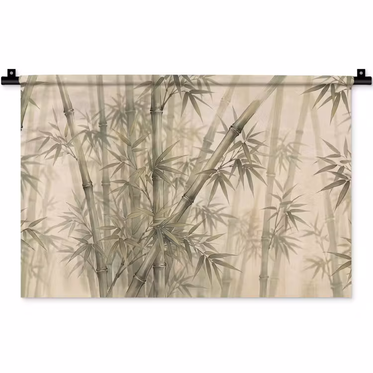 Wandkleed - Bamboe - Bladeren - Aziatisch - Groen - Natuur — 1