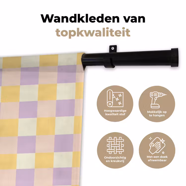 Wandkleed - Blokjes - Lila - Geel — 3