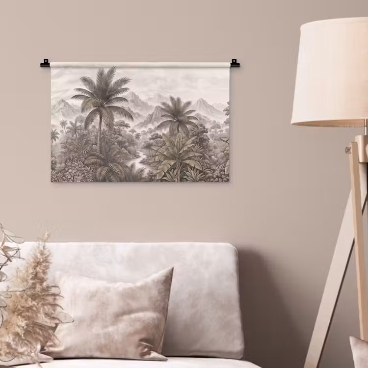 Wandkleed - Natuur - Bergen - Rivier - Tropisch - Vintage — 2