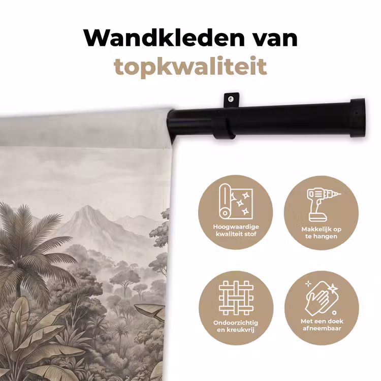 Wandkleed - Natuur - Bergen - Rivier - Tropisch - Vintage — 3