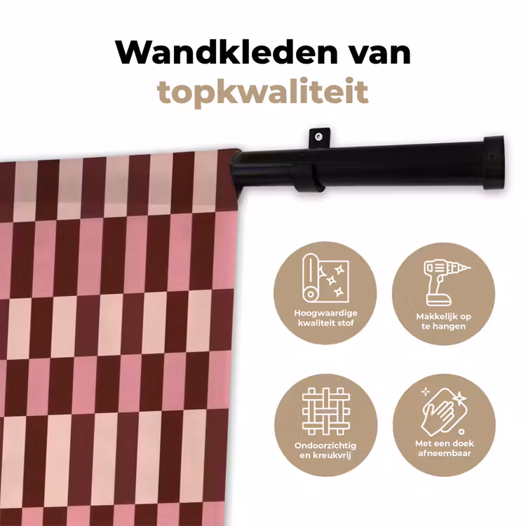 Wandkleed - Roze - Rood - Blokjes — 3