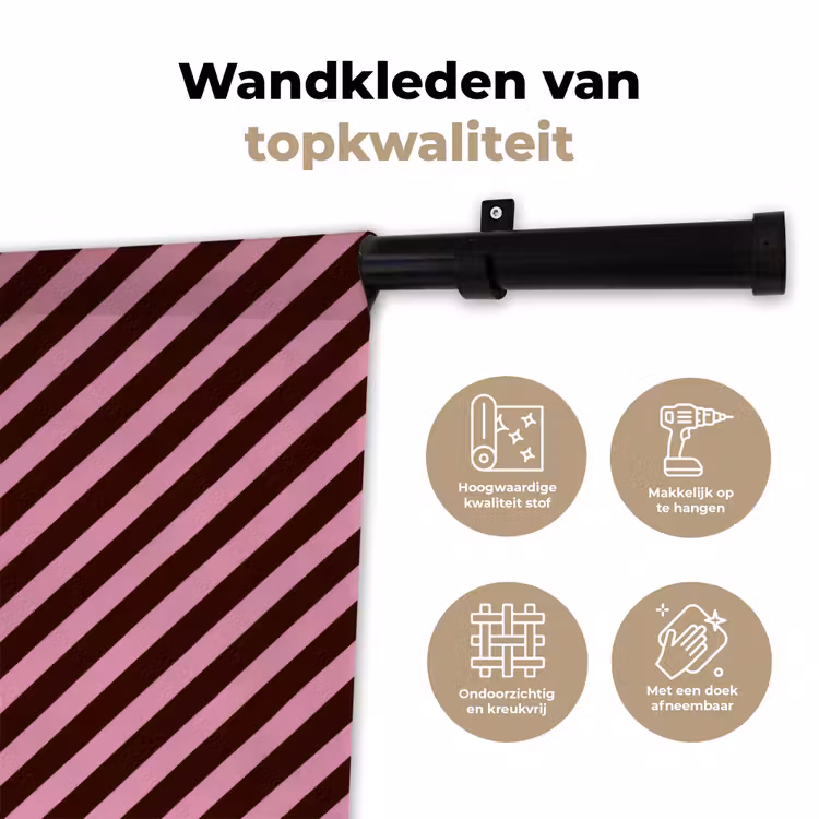 Wandkleed - Strepen - Roze - Bruin — 3