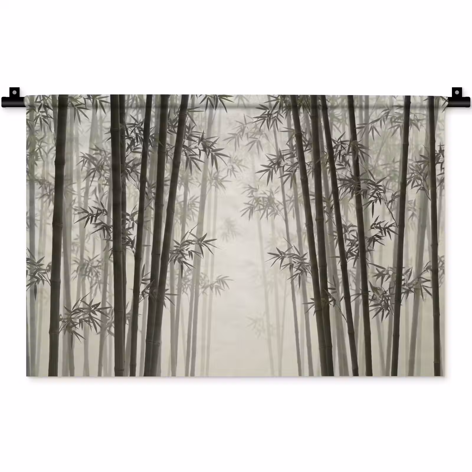 Wandkleed - Bamboe - Bos - Mist - Natuur — 1
