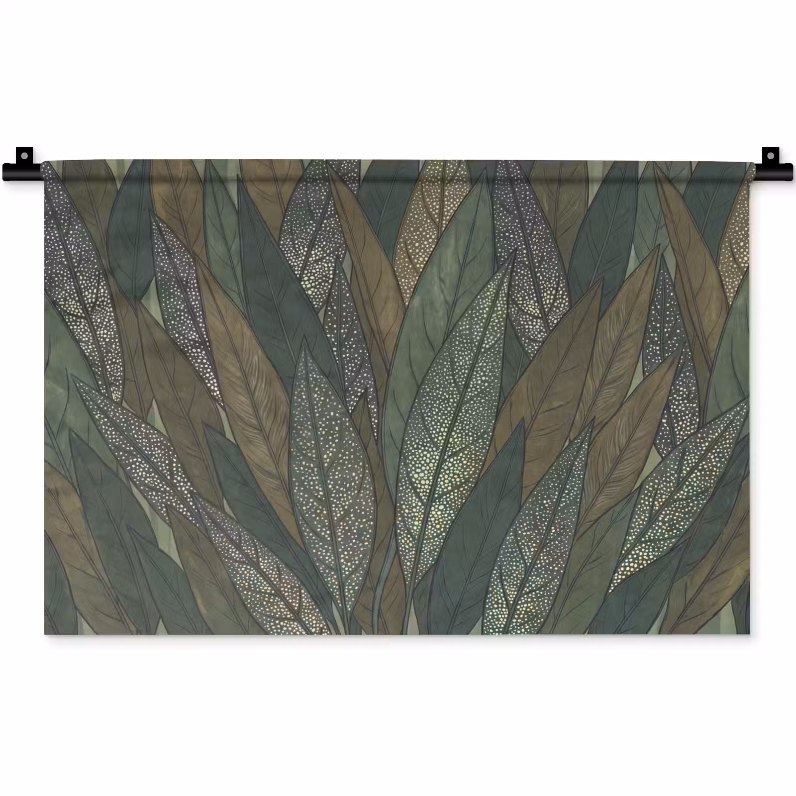 Wandkleed - Bladeren - Patroon - Gestippeld - Natuur - Groen — 1