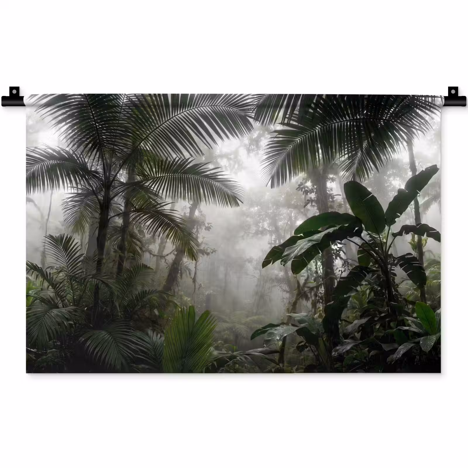 Wandkleed - Natuur - Jungle - Mist - Groen - Bladeren — 1