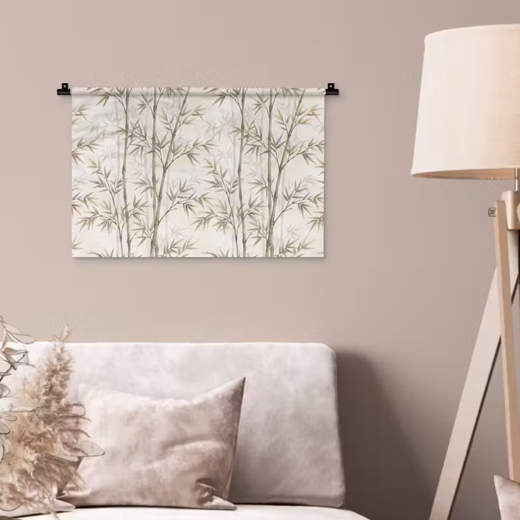 Wandkleed - Bamboe - Bladeren - Natuur - Aquarel - Groen — 2