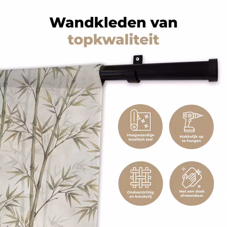 Wandkleed - Bamboe - Bladeren - Natuur - Aquarel - Groen — 3