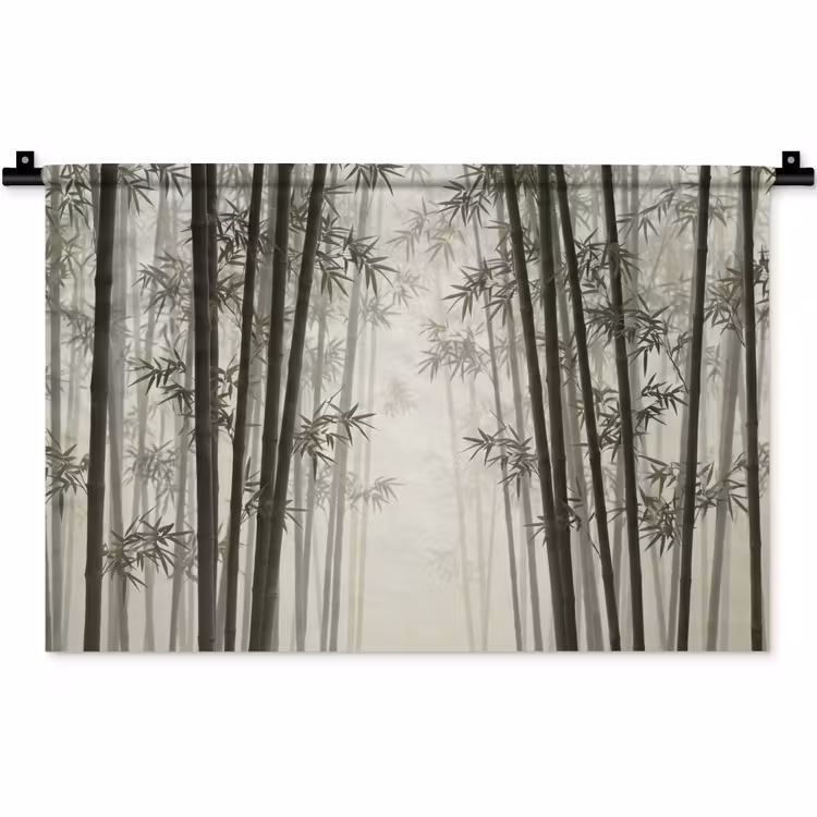 Wandkleed - Bamboe - Bos - Mist - Natuur — 1
