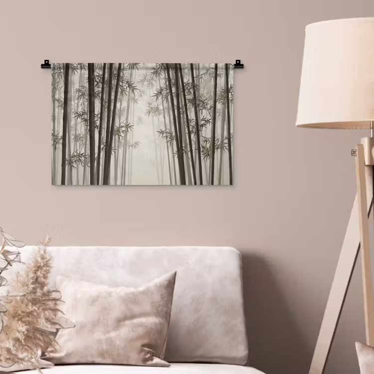 Wandkleed - Bamboe - Bos - Mist - Natuur — 2