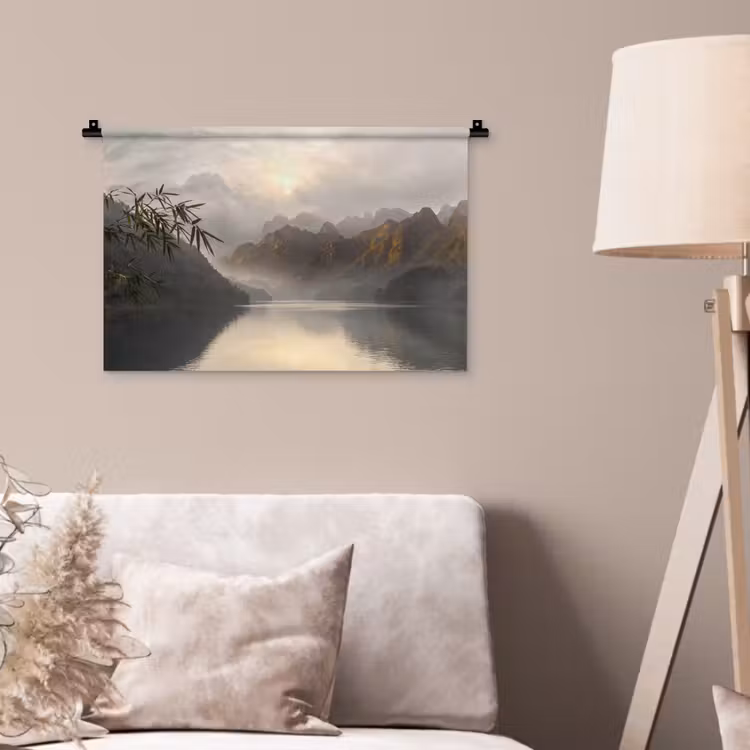 Wandkleed - Bergen - Water - Mist - Natuur - Landschap — 2