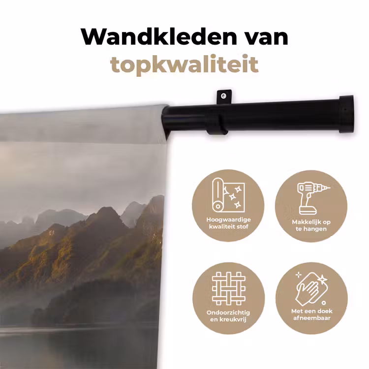 Wandkleed - Bergen - Water - Mist - Natuur - Landschap — 3