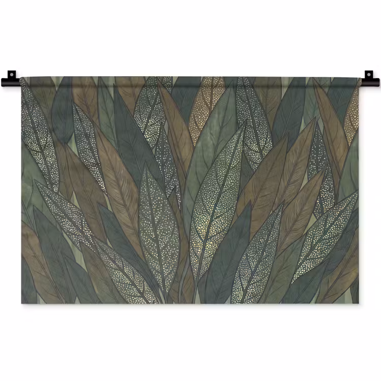 Wandkleed - Bladeren - Patroon - Gestippeld - Natuur - Groen — 1
