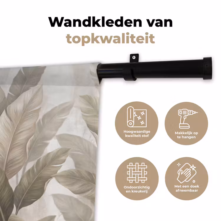 Wandkleed - Bladeren - Tropisch - Natuur - Abstract - Beige — 3